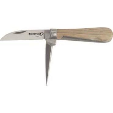 Cable knife with wooden handle, double with folding blade type 5432